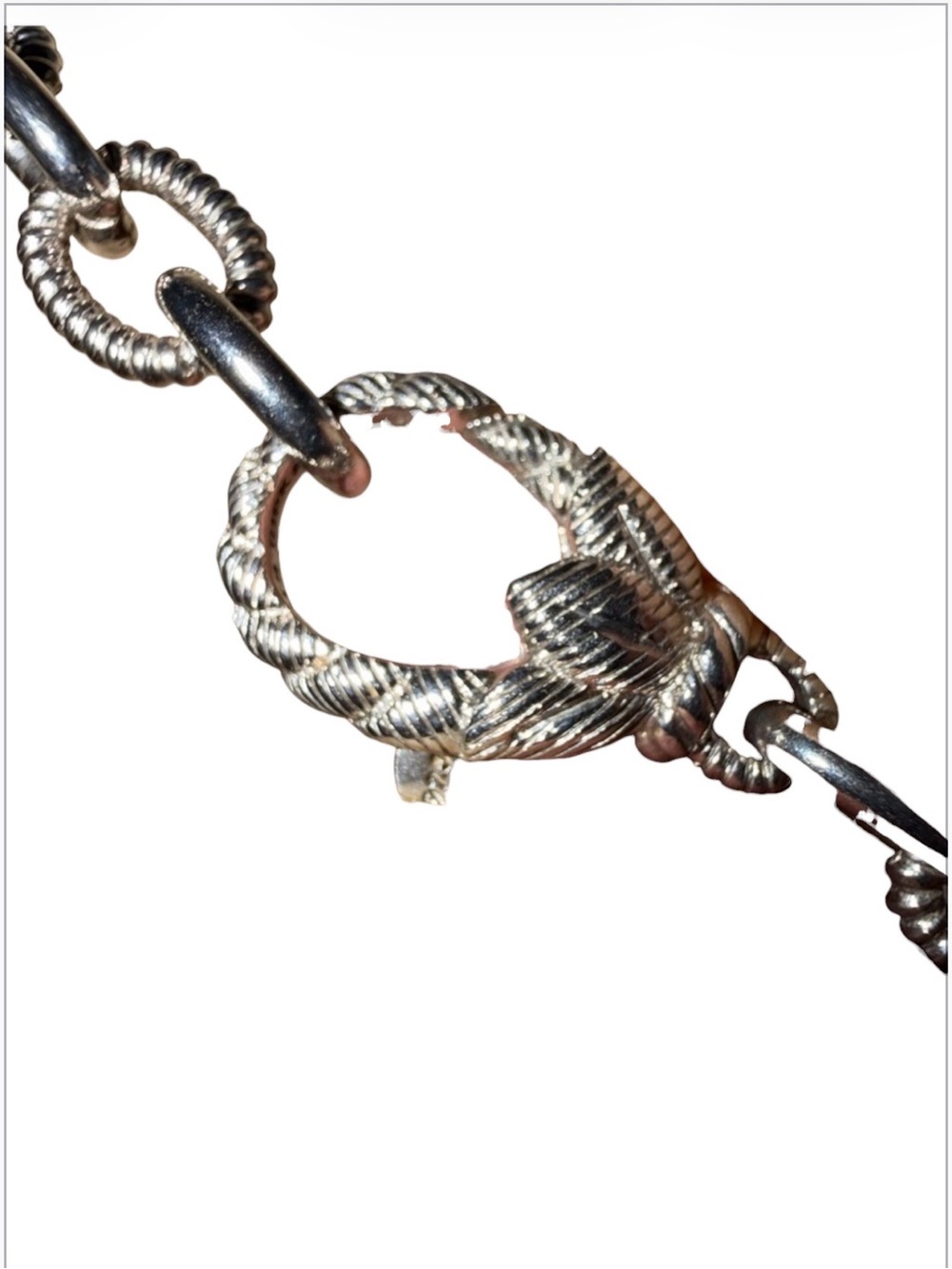 Judith Ripka Sterling Silver with gold accents Fleur-de-Lis Link Necklace 18” - Picture 3 of 10